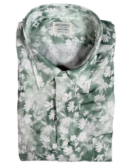 MAZZARELLI LINEN SPORT SHIRT - GREEN FLORAL