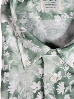 MAZZARELLI LINEN SPORT SHIRT - GREEN FLORAL