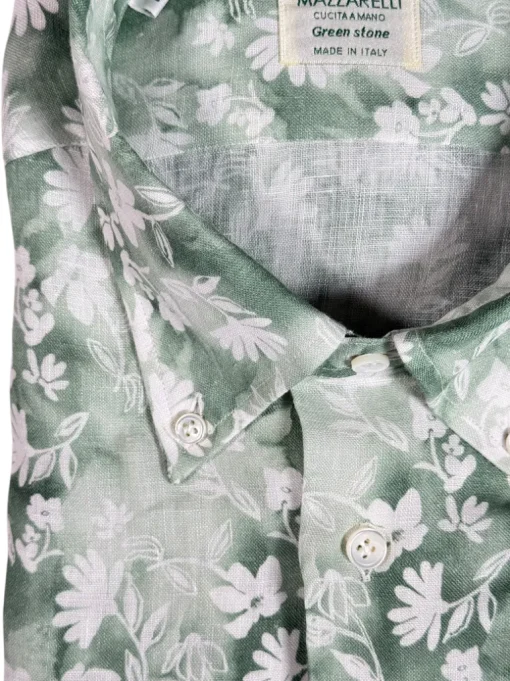 MAZZARELLI LINEN SPORT SHIRT - GREEN FLORAL