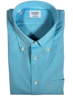 MAZZARELLI SPORT SHIRT - AQUA MICRO CHECK