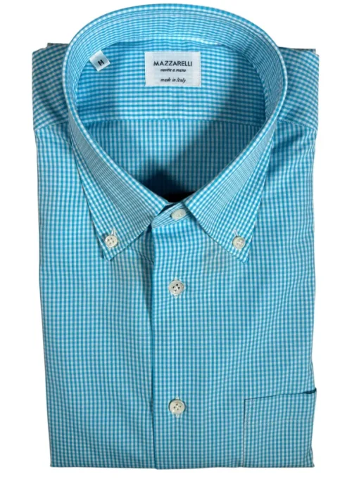 MAZZARELLI SPORT SHIRT - AQUA MICRO CHECK