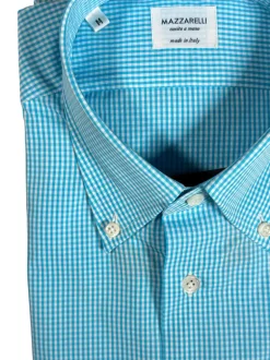 MAZZARELLI SPORT SHIRT - AQUA MICRO CHECK