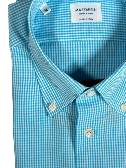 MAZZARELLI SPORT SHIRT - AQUA MICRO CHECK