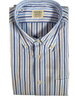 MAZZARELLI SPORT SHIRT - BLUE/LIGHT BLUE STRIPE