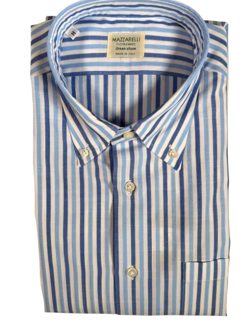 MAZZARELLI SPORT SHIRT - BLUE/LIGHT BLUE STRIPE