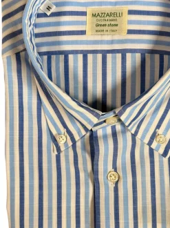 MAZZARELLI SPORT SHIRT - BLUE/LIGHT BLUE STRIPE