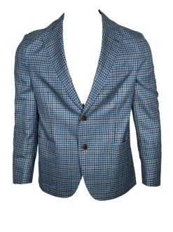 OARS & OLD IVY WOOL BLEND SPORT COAT - BLUE/TAN CHECK