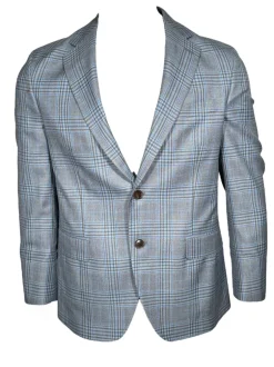 OARS & OLD IVY WOOL BLEND SPORT COAT - LIGHT BLUE/TAN CHECK PLAID