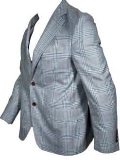 OARS & OLD IVY WOOL BLEND SPORT COAT - LIGHT BLUE/TAN CHECK PLAID