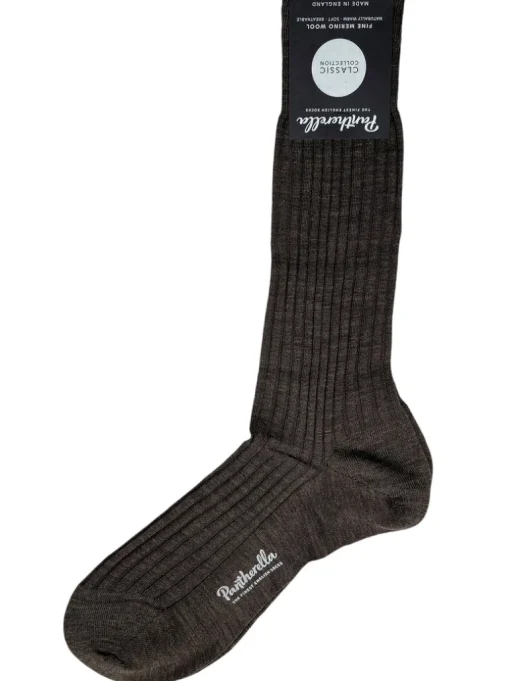 PANTHERELLA LABURNUM MEN'S MERINO SOCK - DARK BROWN MIX