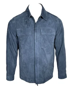 PAUL & SHARK MEN'S AQUALEATHER SUEDE JACKET - DUSK BLUE