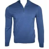 PAUL & SHARK MEN'S COTTON/SILK HALF ZIP SWEATER - DENIM