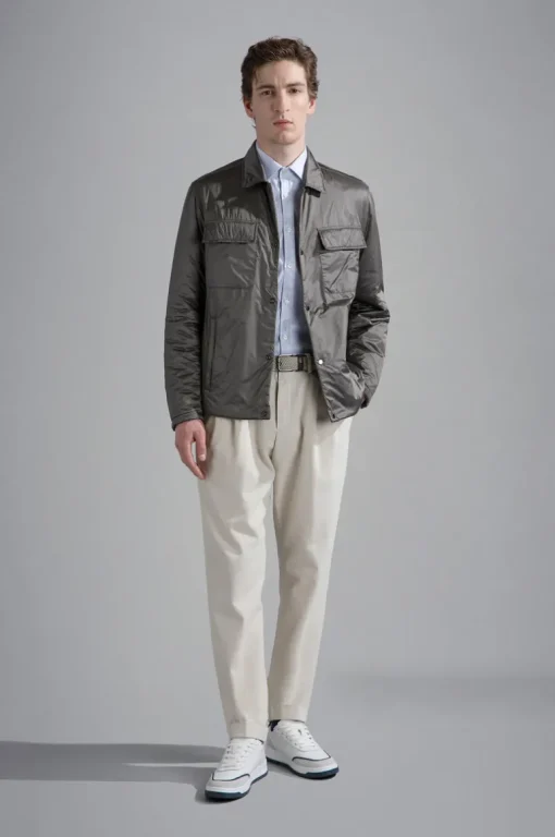 PAUL & SHARK MEN'S RIVIERA SHIRT JACKET - PLATINUM