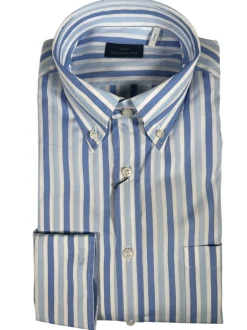 PAUL & SHARK MEN'S SHIRT - BLUE/LIGHT BLUE STRIPE