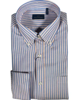 PAUL & SHARK MEN'S SHIRT - BLUE/ORANGE STRIPE