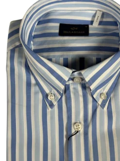 PAUL & SHARK MEN'S SHIRT - BLUE/LIGHT BLUE STRIPE