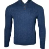 PERU UNLIMITED 4 BUTTON MOCK NECK SWEATER - MIDNIGHT HEATHER