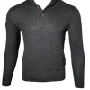 PERU UNLIMITED 2 BUTTON SHAWL SWEATER - CHARCOAL HEATHER
