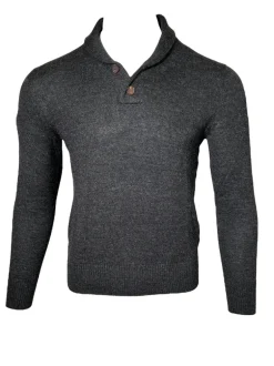 PERU UNLIMITED 2 BUTTON SHAWL SWEATER - CHARCOAL HEATHER