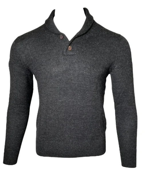 PERU UNLIMITED 2 BUTTON SHAWL SWEATER - CHARCOAL HEATHER