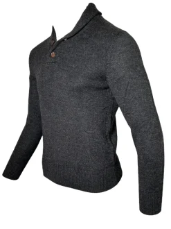 PERU UNLIMITED 2 BUTTON SHAWL SWEATER - CHARCOAL HEATHER
