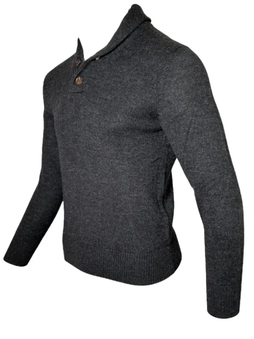 PERU UNLIMITED 2 BUTTON SHAWL SWEATER - CHARCOAL HEATHER