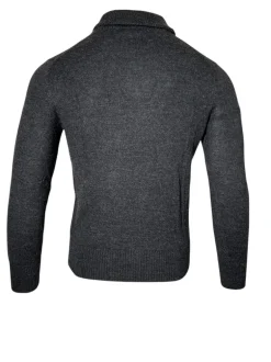 PERU UNLIMITED 2 BUTTON SHAWL SWEATER - CHARCOAL HEATHER