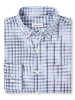 PETER MILLAR ALBERT CROWN LITE COTTON-STRETCH SPORT SHIRT - BLUE FREESIA