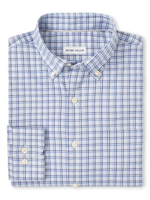 PETER MILLAR ALBERT CROWN LITE COTTON-STRETCH SPORT SHIRT - BLUE FREESIA
