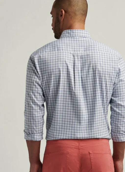 PETER MILLAR ALBERT CROWN LITE COTTON-STRETCH SPORT SHIRT - BLUE FREESIA