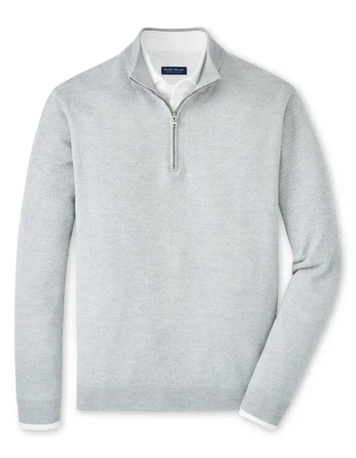 PETER MILLAR ASHLAND QUARTER-ZIP SWEATER - BRITISH GREY