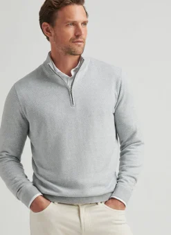 PETER MILLAR ASHLAND QUARTER-ZIP SWEATER - BRITISH GREY