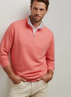 PETER MILLAR CROWN COMFORT PULLOVER SWEATER - GERANIUM