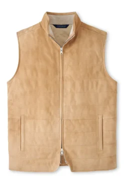 PETER MILLAR FEATHERWEIGHT SUEDE VEST - SAND