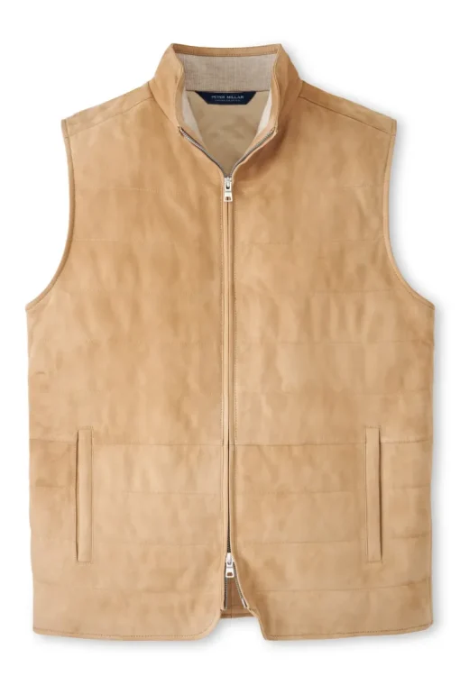 PETER MILLAR FEATHERWEIGHT SUEDE VEST - SAND