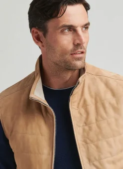 PETER MILLAR FEATHERWEIGHT SUEDE VEST - SAND