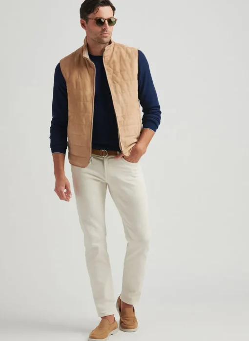 PETER MILLAR FEATHERWEIGHT SUEDE VEST - SAND