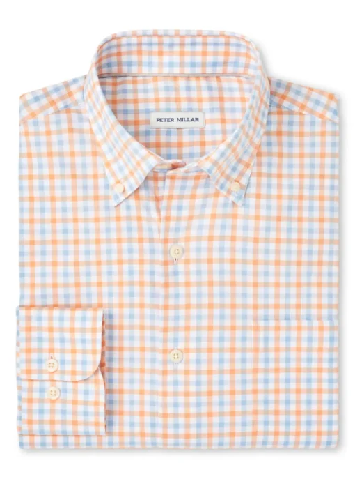 PETER MILLAR GARDNER CROWN LITE COTTON-STRETCH SPORT SHIRT - MORNING BLUE