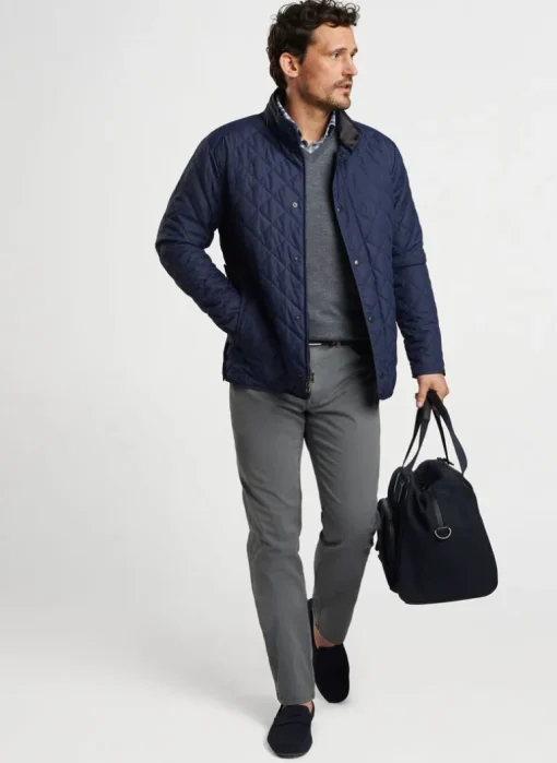 PETER MILLAR QUILTED SUFFOLK COAT - NAVY