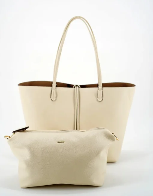 REMI/REID DEPARTURE REVERSIBLE TOTE BAG - CREAM/TAUPE