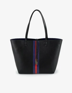 REMI/REID DEPARTURE STRIPE REVERSIBLE TOTE BAG - BLACK/NAVY