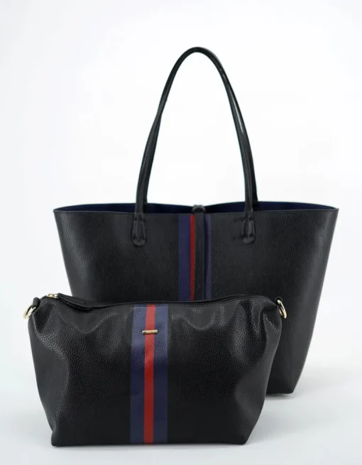 REMI/REID DEPARTURE STRIPE REVERSIBLE TOTE BAG - BLACK/NAVY