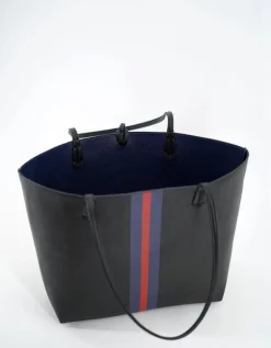 REMI/REID DEPARTURE STRIPE REVERSIBLE TOTE BAG - BLACK/NAVY