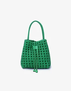 REMI/REID PERRIE BUCKET MINI WOVEN SQUARE BAG - LIME
