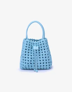 REMI/REID PERRIE BUCKET MINI WOVEN SQUARE BAG - SKY
