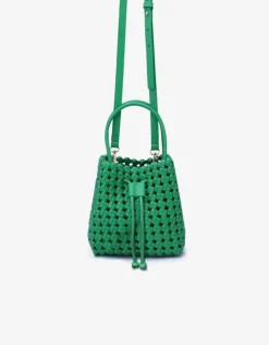REMI/REID PERRIE BUCKET MINI WOVEN SQUARE BAG - LIME