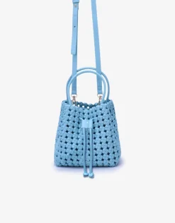 REMI/REID PERRIE BUCKET MINI WOVEN SQUARE BAG - SKY