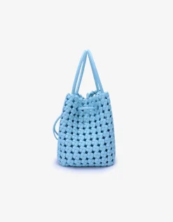 REMI/REID PERRIE BUCKET MINI WOVEN SQUARE BAG - SKY