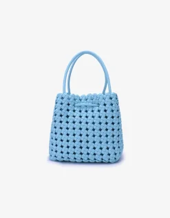 REMI/REID PERRIE BUCKET MINI WOVEN SQUARE BAG - SKY
