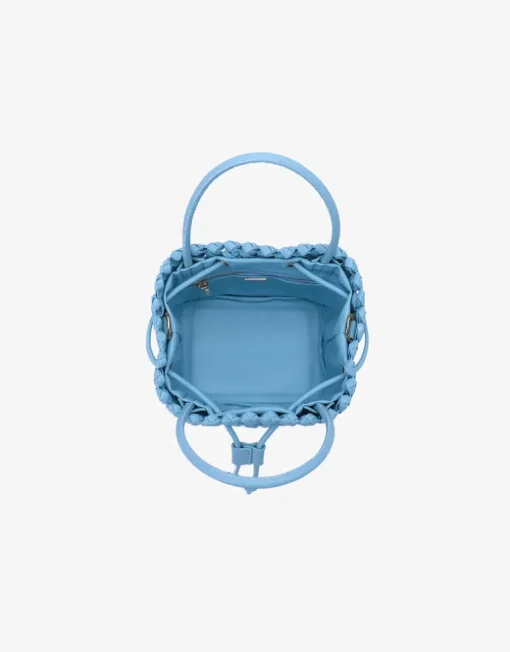 REMI/REID PERRIE BUCKET MINI WOVEN SQUARE BAG - SKY